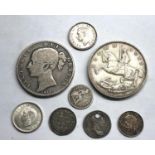 selection of silver coins includes 1935 crown 1845 crown etc