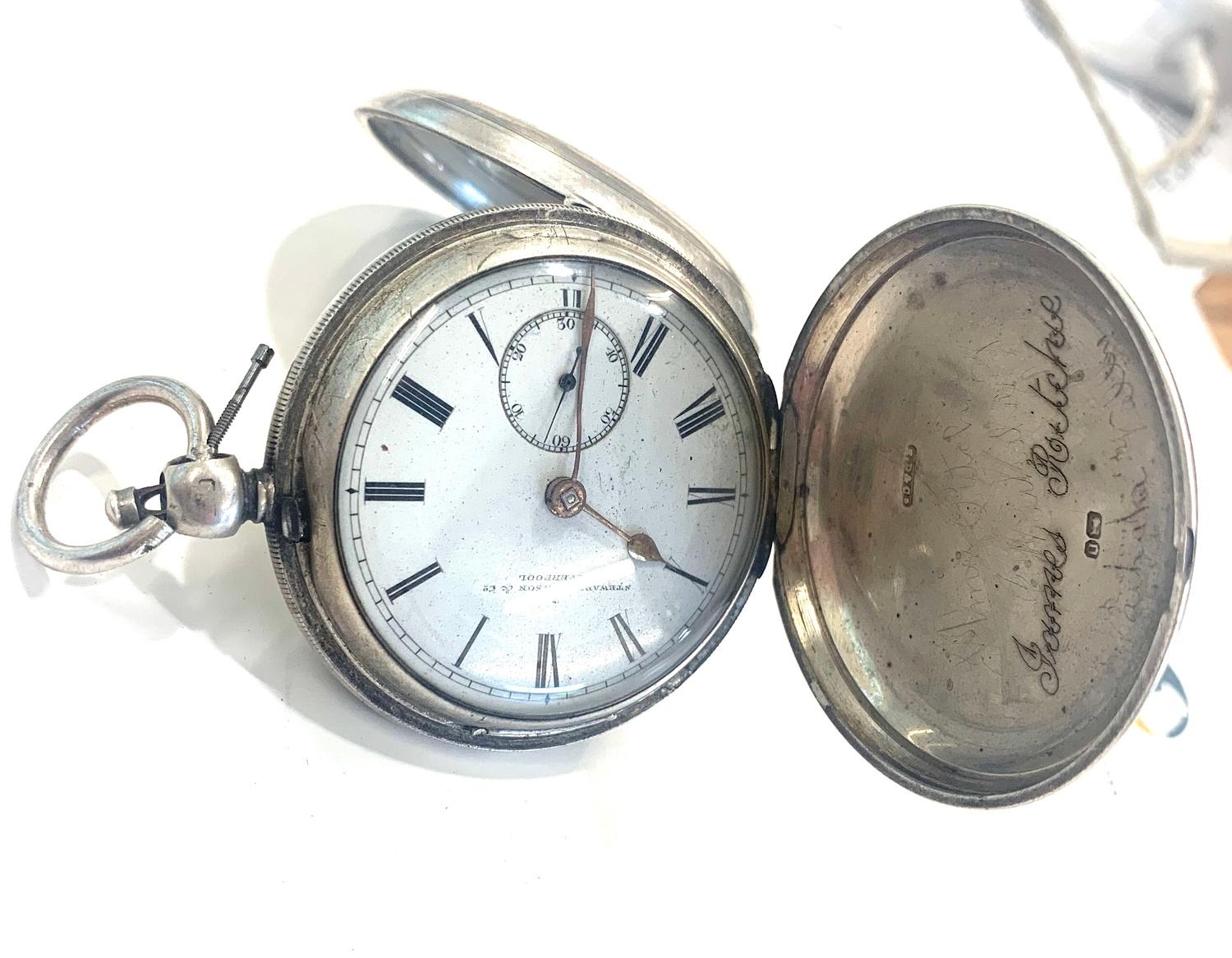 Vintage silver full hunter pocket watch by Stewart Dawson Liverpool untested condition as shown in