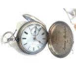 Vintage silver full hunter pocket watch by Stewart Dawson Liverpool untested condition as shown in