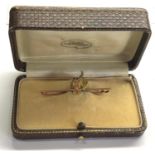 antique gold owl under the moon pin brooch measures approx. 50mm wide hallmarked 9ct in box