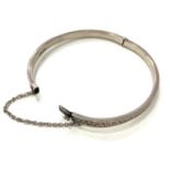 Silver bangle, with safety chain, full silver hallmarks