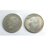 2 silver dutch 2 1/2 Gulden coins 1930 & 1940 weight 50.2g