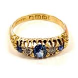 18ct Sapphire and diamond ladies ring, ring size approximately J, approximate weight 2.3g