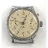 Lemania Monopusher Military Chronograph wristwatch full military markings large over size case