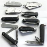 collection of 10 vintage pocket knives 2 military