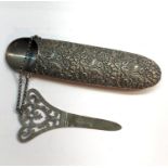 Antique hallmarked silver glasses case with chatelaine case measures approx 16cm long clip