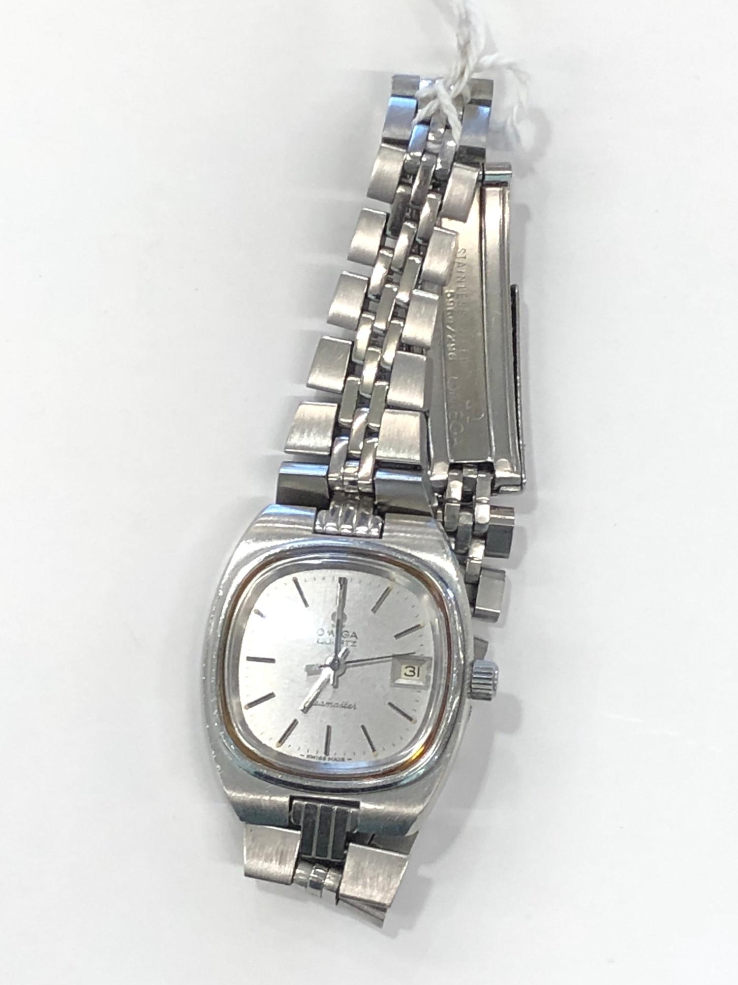 Vintage ladies Omega Seamaster stainless Steel wristwatch quartz w/ Omega Crown untested no warranty - Image 2 of 3