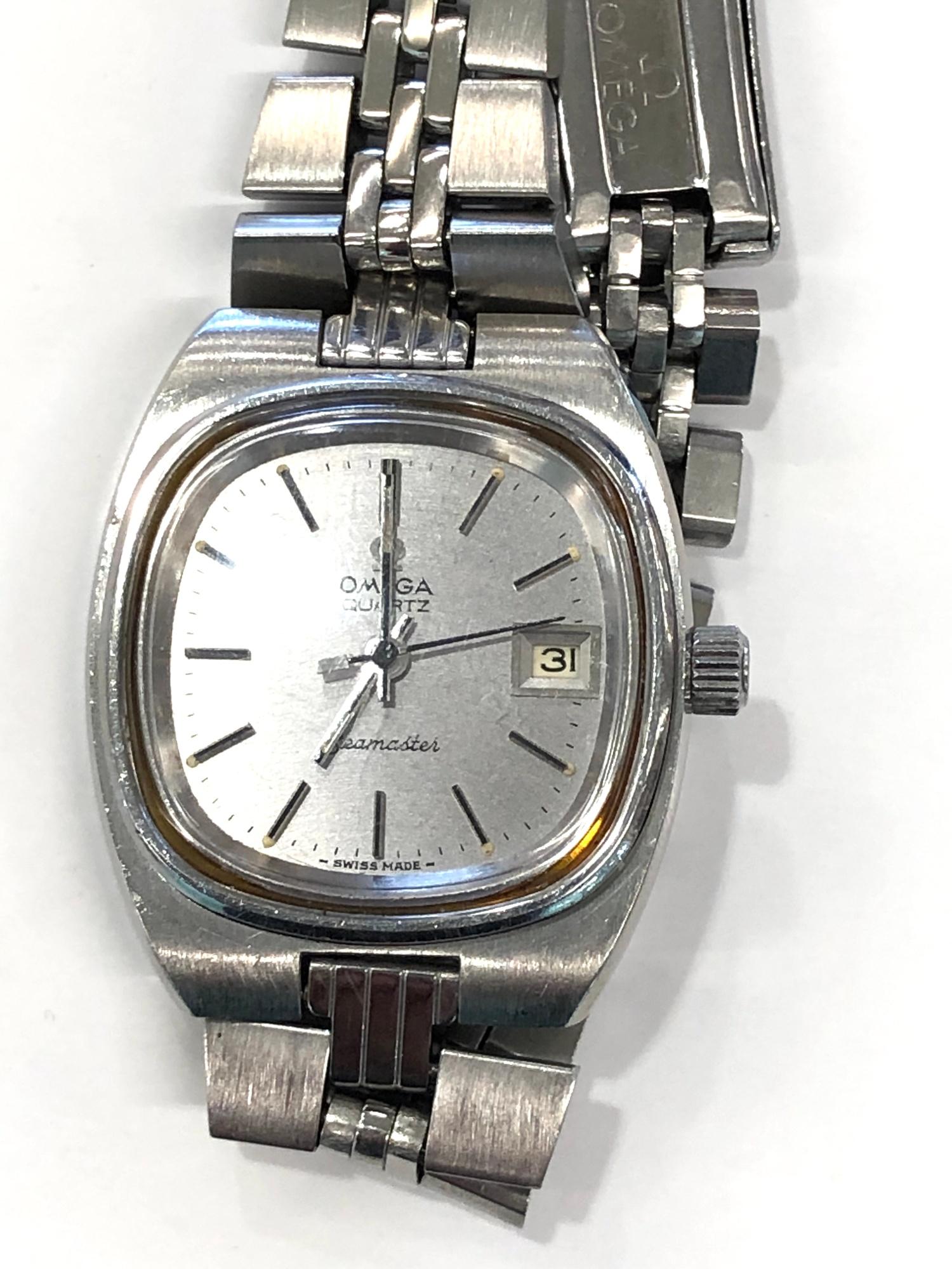 Vintage ladies Omega Seamaster stainless Steel wristwatch quartz w/ Omega Crown untested no warranty