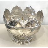 Victorian Silver monteith bowl, approximate weight 1128g, hallmarks slightly worn