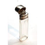 antique silver top perfume bottle measures approx 7cm tall with original glass stopper in good