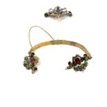 Antique austro Hungarian gold and enamel stone set bracelet, tests high carat gold, in need of