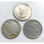 3 U.S.A silver dollars 1925, 1927, 1922