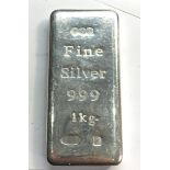 1 kg fine silver 999 one kilo bar