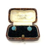 Victorian 9ct gold and turquoise earrings, approximate total weight 1.1g