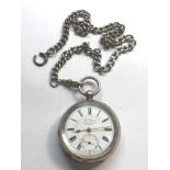 antique silver pocket watch and silver albert chain watch named the signal watts & Co bristol