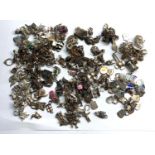 large collection of vintage silver charm bracelets and charms total weight 490g