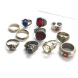 selection of vintage silver and white metal rings some hallmarked weight 105g