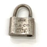 Silver Tiffany and Co padlock, approximate size: 2cm