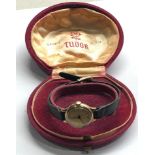 Vintage 9ct gold ladies Rolex Tudor wristwatch original box fully wound not working