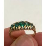 18ct gold and emerald ring, ring size M, full hallmarks, please view image