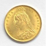 rare high grade 1887 shield back half sovereign