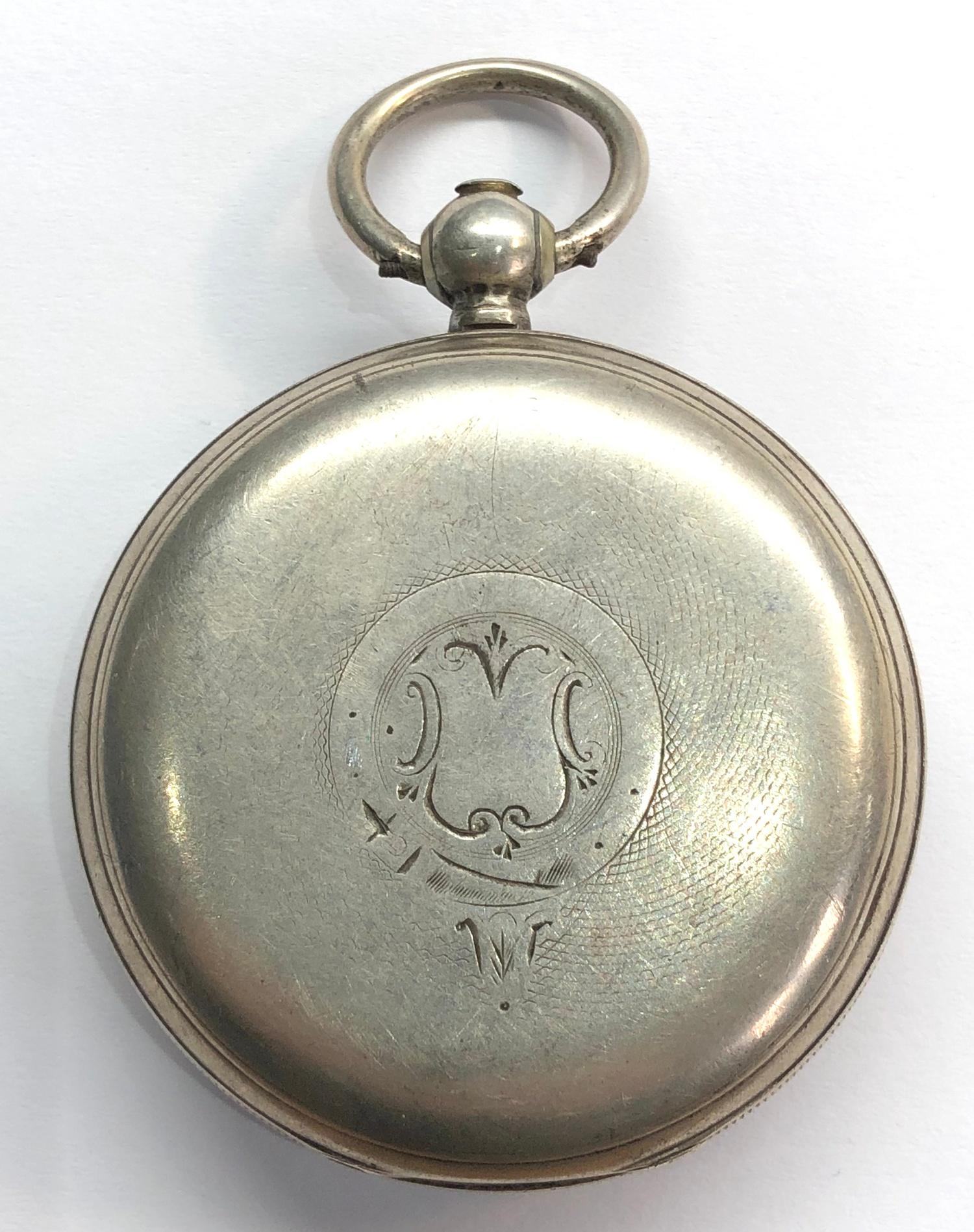 Antique silver pocket watch it is in as found condition this watch is not working enamel dial good - Image 2 of 5