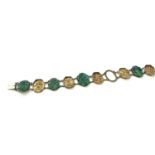 Vintage Chinese jade panel bracelet, missing one panel, please see images, approximate length: 19cm