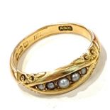 18ct and pearl set ladies ring, approximate weight 3.9g, ring size M/N