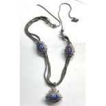 antique silver and enamel ladies albertina watch chain made into a necklace but the chain is damaged