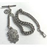 antique graduated chunky silver albert pocket watch chain and fob measures approx 37cm long not