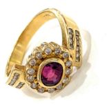 18ct Ruby and diamond set ladies ring, approximate ring size O, approximate total weight 5.9g.