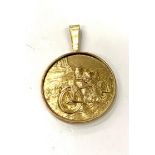 9ct Motor cycle club medal pendant, won by D Collier Sept 7th 1922, total approximate weight 7.8g