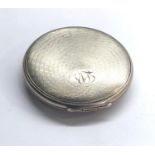 silver compact full birminham silver hallmarks measures approx 6cm dia total weight 63g