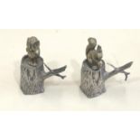 2 Hallmarked silver owl and squirrel ornaments, full silver hallmarks, each measure approximately