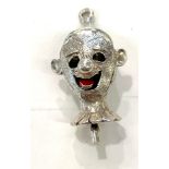 White metal charm pendant, moveable eyes and mouth