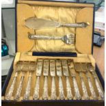 Boxed vintage silver handled fish knife set