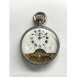 silver Hebdomas 8 day pocket watch ticks but stops does not wind right no warranty given measures