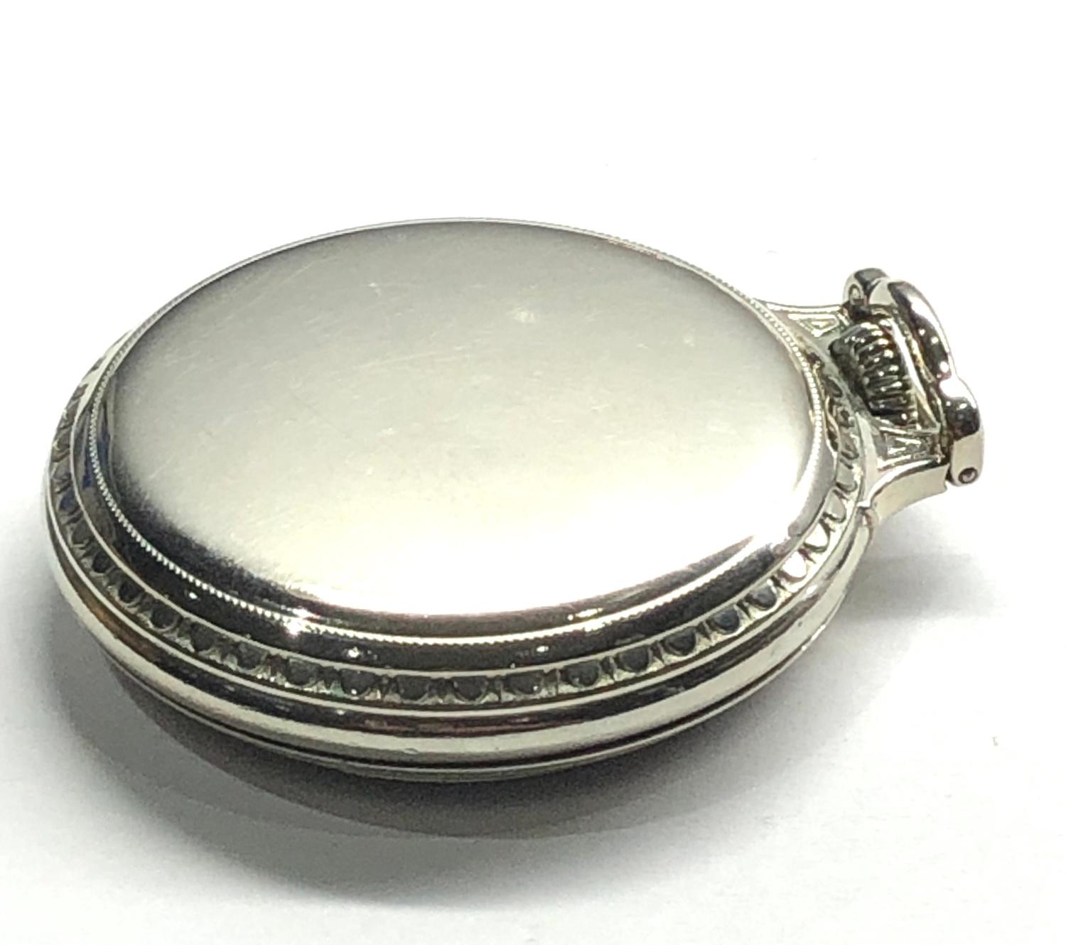 Fine art deco 14ct white gold plated Hamilton watch Co Lancaster double roller pocket watch in - Image 4 of 6