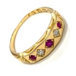 18ct diamond and ruby ring, approximate weight 3.7g, ring size O/P