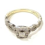 Neil Lane Engagement Ring 5/8 ct tw Princess-cut 14K White Gold. Ring size S, total approximate