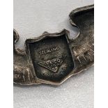 WWII sterling silver pilots pin wing 3" A.E Co Utica NY, pin missing, please see images.