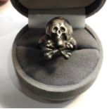 Vintage silver skull and cross bones ring