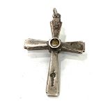Silver hallmarked cross pendant,with stanhope stone to centre