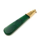 Large Gold and Jade pendant, no hallmarks (tests as gold), overall height 10cm, height of Jade 6.5cm