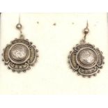 pair of Victorian silver earrings good condition each measures approx. 18mm dia