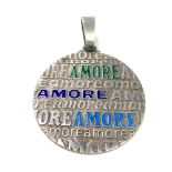 Silver hallmarked Amore large pendant , approximate measurements: 5cm diameter