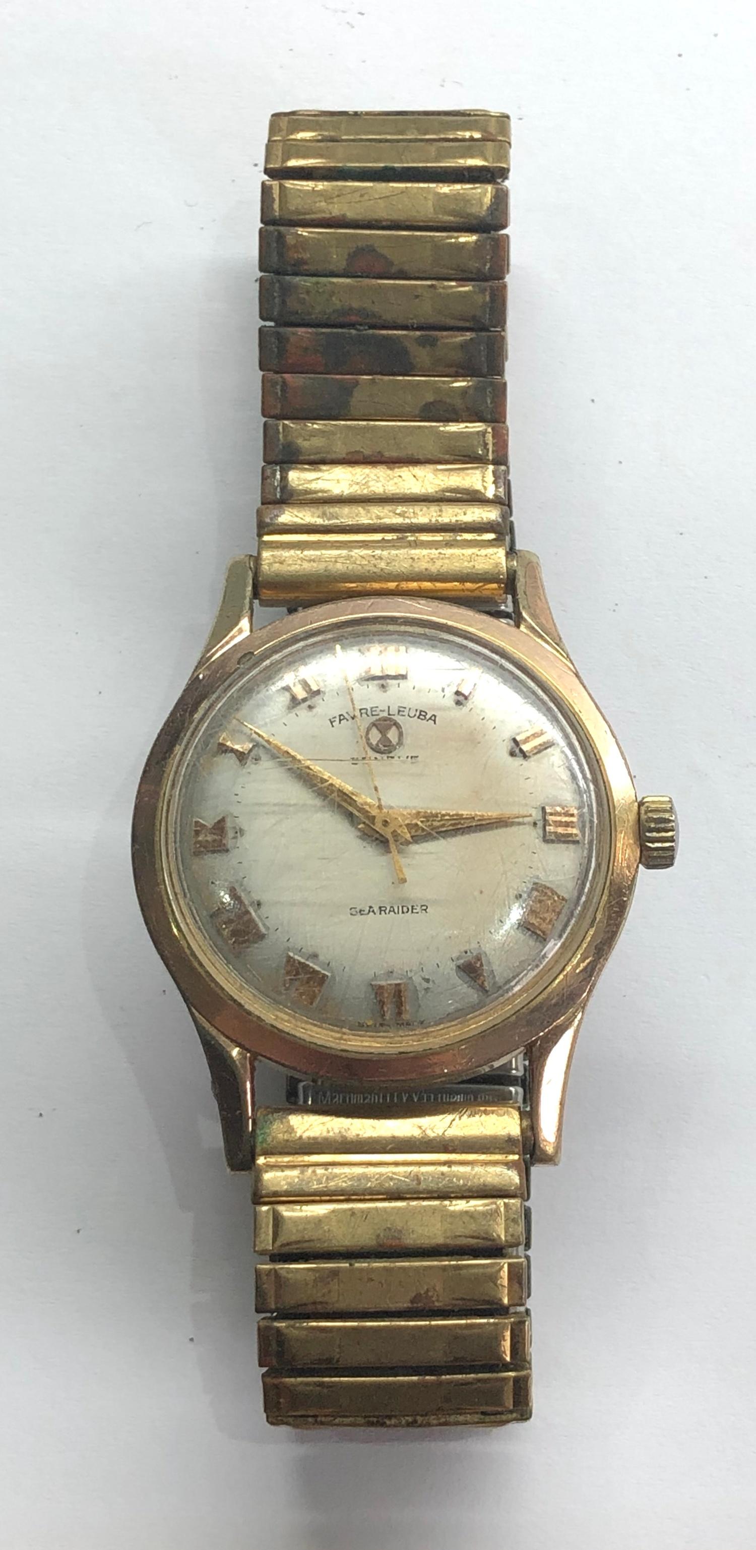 Vintage Favre-Leuba sea raider gents wristwatch as shown condition untested no warranty given