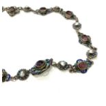 Silver hallmarked ladies vintage stone set necklace, approximate length 43cm