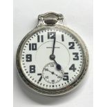 Fine art deco 14ct white gold plated Hamilton watch Co Lancaster double roller pocket watch in