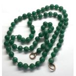 long green jade necklace measures approx beads 10mm dia length 91cm